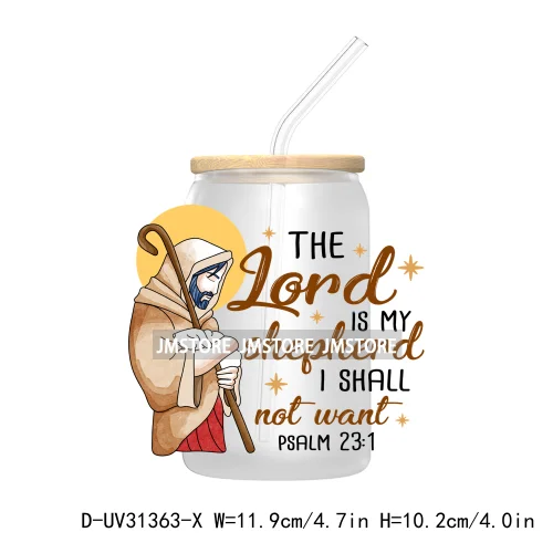 God Jesus Psalm Religious Faith Motivational Quotes UV DTF Transfer Stickers Decals For Libbey Cold Cups Mugs Tumbler Waterproof