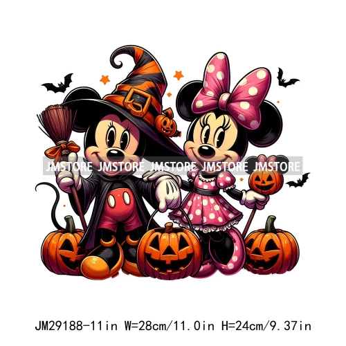 Cartoon Halloween Scary Cute Horror Characters Pumpkin Fall Vibes DTF Iron On Transfers Stickers Ready To Press For Clothing