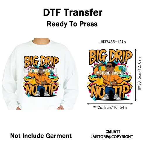 12in Graffiti Hip Hop Music Rap King Lover Video Pro Games Iron on Diy DTF Thermal Transfer Stickers Ready to Press for Clothing