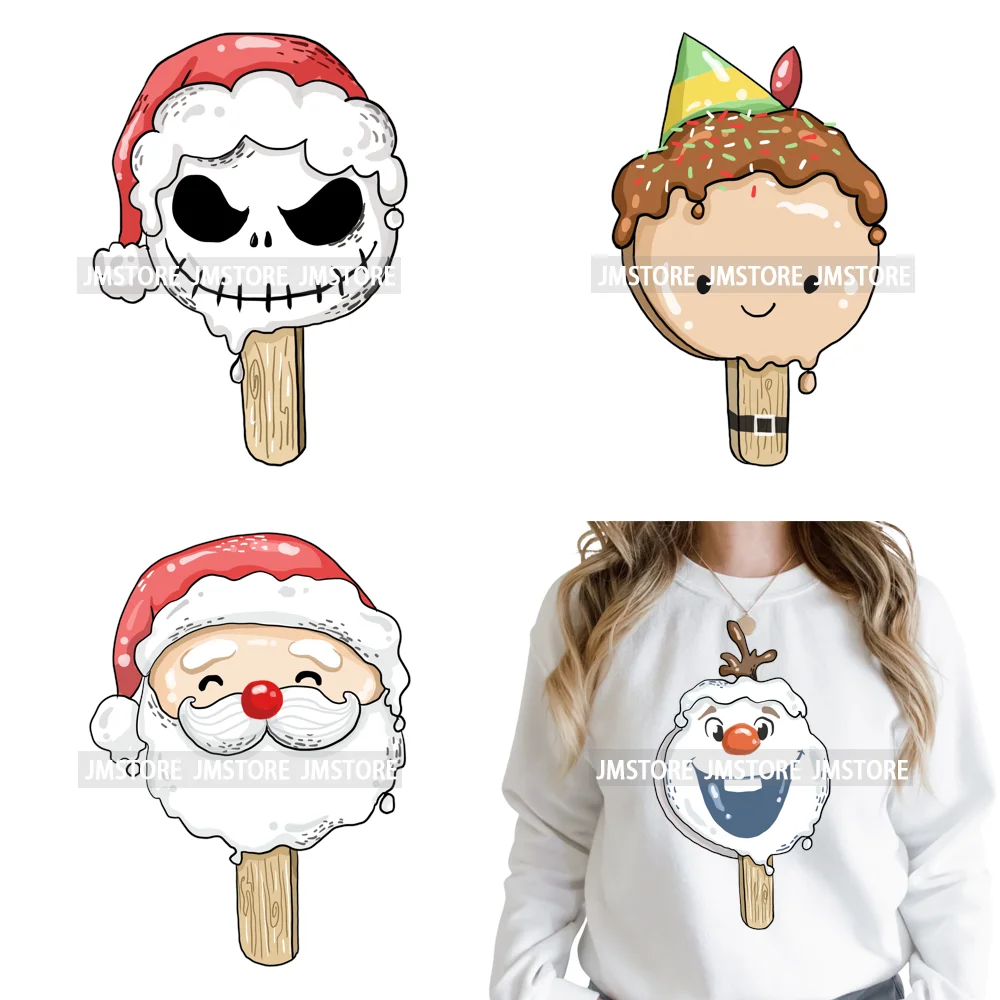 Sweet Christmas Popsicles Spooky Halloween Ice Cream Iron on DTF Washable Transfers Stickers Ready to Press for Clothing Bags