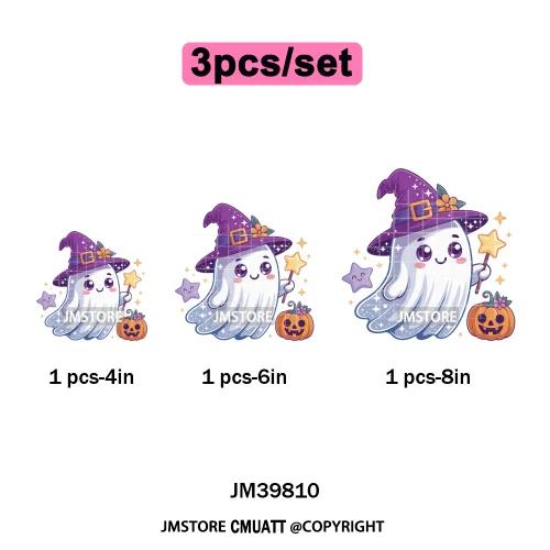 Spooky Coffee Lover Halloween Coquette Pumpkins Witches Ghost Iron on DTF Washable Transfers Stickers Ready to Press for Clothes