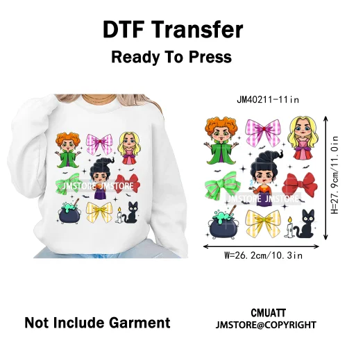 Horror Halloween Movie Witches Social Club Thug Life Coquette Iron on DTF Washable Transfers Stickers Ready to Press for Textile