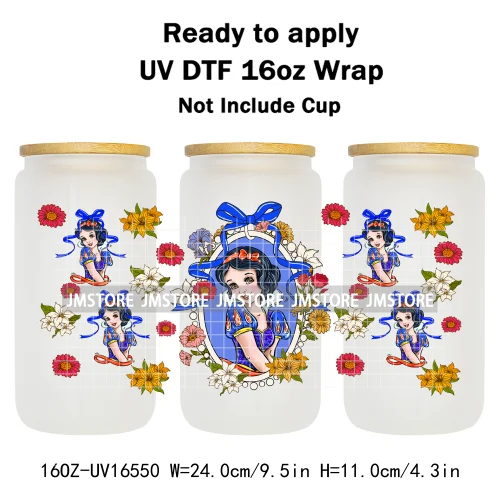 Magical Mirror Princess Coquette Bow 16OZ UV DTF Cup Wraps Ready To Apply Waterproof Transfer Stickers For Libbey Glass Can Mugs