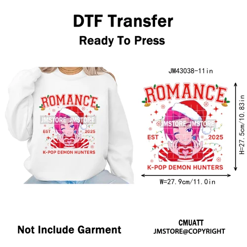 Kpop Hunters Merry Christmas Tiger Anime Lover Holiday Gift Iron on DTF Heat Transfers Stickers Ready to Press for Sweatshirts