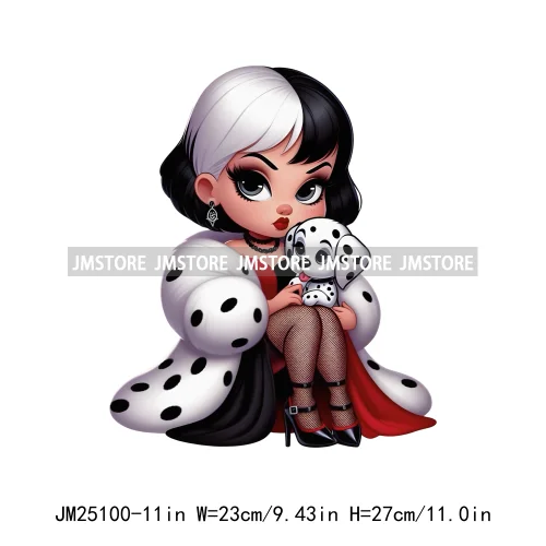 Cartoon Washable Halloween Princess Evil Queen Girls Printing Designs DTF Iron On Transfers Stickers Ready To Press For Textil