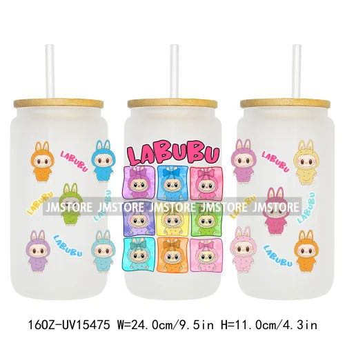 Cute Mama Doll Cartoon Mirror Bow 16OZ UV DTF Cup Wraps Ready To Apply Waterproof Transfer Stickers For Libbey Glass Can Tumbler
