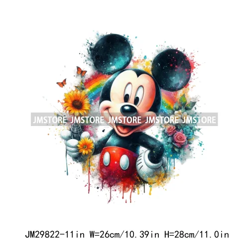 Colorful Splashing Cartoon Characters Friends Printing Iron On DTF Transfers Stickers Ready To Press For Sweatshirt Bags