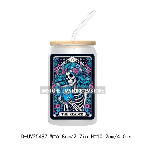 The Smoker Skeleton Tarot Card UV DTF Transfer Stickers Decals For Libbey Cold Cups Mugs Tumbler Custom Logo Labels Sugar Skull