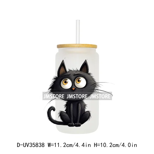 Cute Black Cats Halloween UV Sticker Decals For Libbey Cold Cups Mugs Tumbler Transfer Stickers Waterproof High Quality Prints