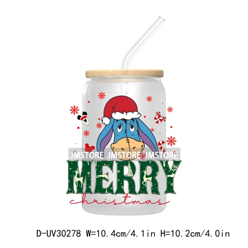 Merry Christmas Cartoon Mouse And Friends UV DTF Transfer Stickers Decals For Libbey Cold Cups Mugs Tumbler Xmas Bear Candy Cane