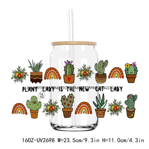 Western Desert Cactus Summer Plants 16OZ UV DTF Cup Wrap Transfer Stickers Custom Label DIY Waterproof Logo For Libbey Glass Can