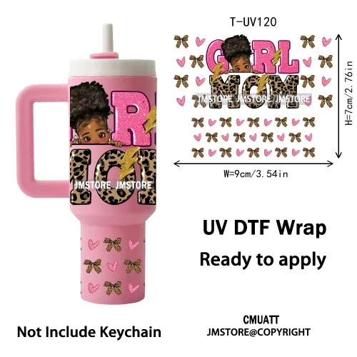 Black Mom Queen Afro African Custom UV DTF Stickers Print Tumbler Wraps Ready to Transfer Waterproof For Mini Tumbler Keychain