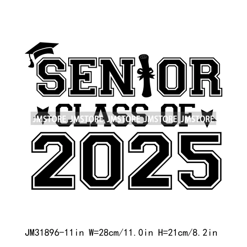 Happy University Graduate Senior Class Of 2025 Decals Iron On DTF Heat Transfer Stickers Ready To Press For Clothes Bags