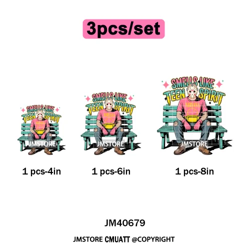 Cartoon Characters Scary Halloween Vibes Bad Killer Mom Iron on DTF Washable Transfers Stickers Ready to Press for Clothing