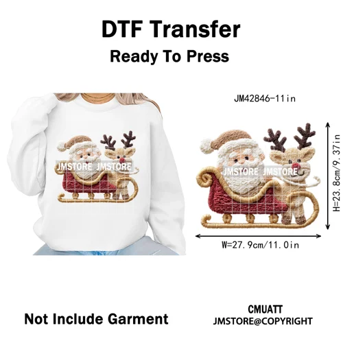 Faux Yarn Christmas Tree Cake Knitting Holiday Xmas Festive Iron on DTF Washable Transfers Stickers Ready to Press for T-shirts