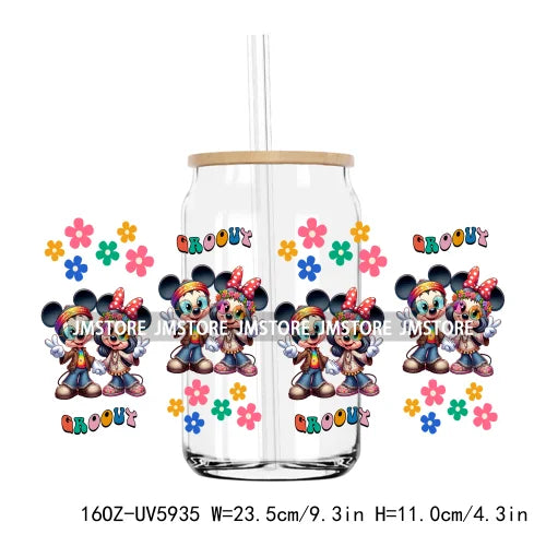 Cute Cartoon Characters Mouse 16OZ UV DTF Cup Wrap Transfers Stickers Custom Labels Durable Waterproof Logo For Libbey Glass Can