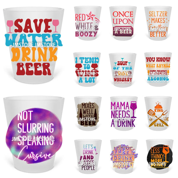 Save Water Drink Beer Alcohol Short Glass Cups UV DTF Sticker For Beer Mugs Decals Transfers Stickers Waterproof DIY Craft