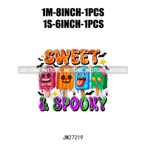 Sweet Spooky Ice Cream Season Ghost Boo Halloween Creepy People Trick Or Treat Candy DTF Iron On Transfers Stickers For T-shirts