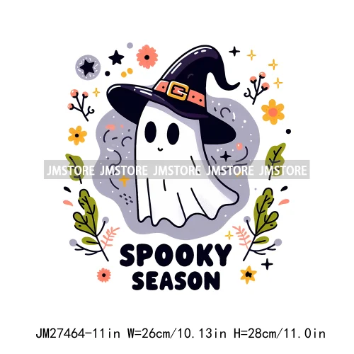 Colorful Coffee Spooky Babe Vibes Stay Spooky Season Ghost Skull Halloween DTF Decals Iron On Transfers Stickers For T-shirts