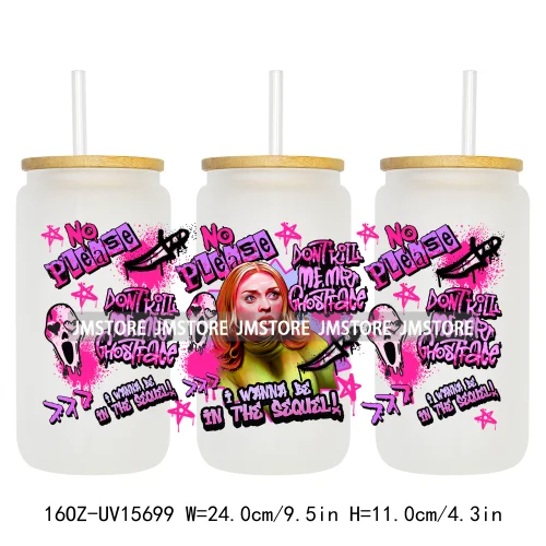 Hot Ghoul Summer Spooky Halloween 16OZ UV DTF Cup Wraps Ready To Apply Waterproof Transfer Stickers For Libbey Glass Can Tumbler