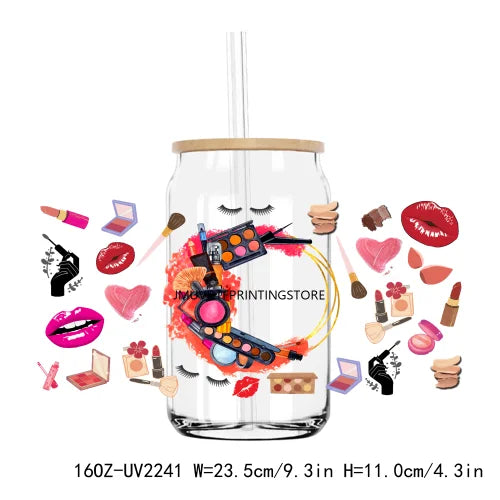 Fashion Women Lady Love Yourself UV DTF Sticker For 16OZ Libbey Glass Cup Can Wrap Transfer Sticker Custom Labels DIY Logo