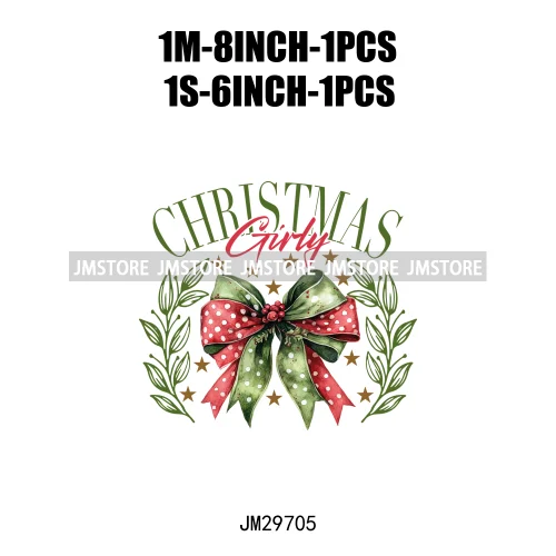 Christmas Girly Vibes Santa Winter Jesus Coquette Bow Tis The Season Iron On DTF Transfers Stickers Ready To Press For Clothes