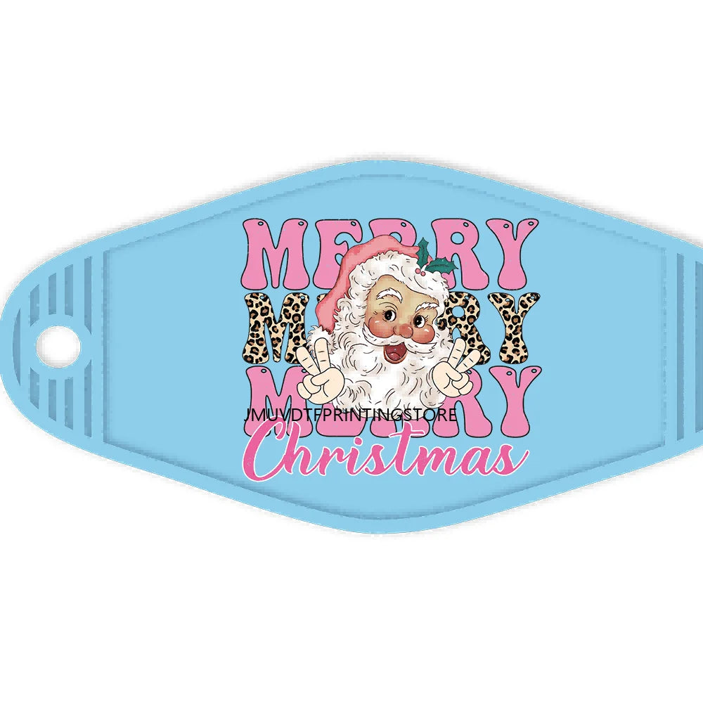 Retro Christmas Santa Claus Season High Quality WaterProof UV DTF Sticker For Motel Hotel Keychain Winterbasics