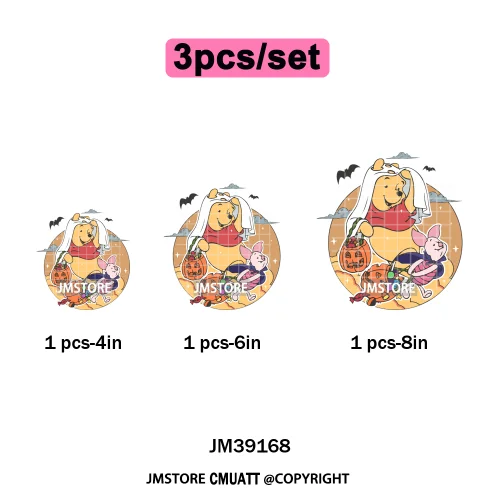Happy Halloween Cartoon Movie Character Pumpkin Spooky Vibes Iron on DTF Washable Transfers Stickers Ready to Press for Clothing