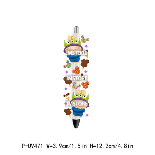 Cute Cartoon Monsters Character Kids UV DTF Pen Wraps Ready To Apply Transfer Stickers Waterproof Prints Durable Custom Labels