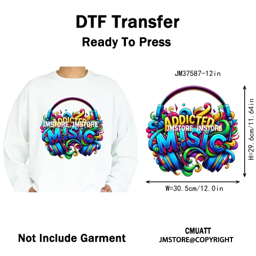12in Street Heat Urban Chill Streetwear Man Hip Hop Animal Iron on DTF Thermal Transfer Stickers Ready to Press for Clothes Bags