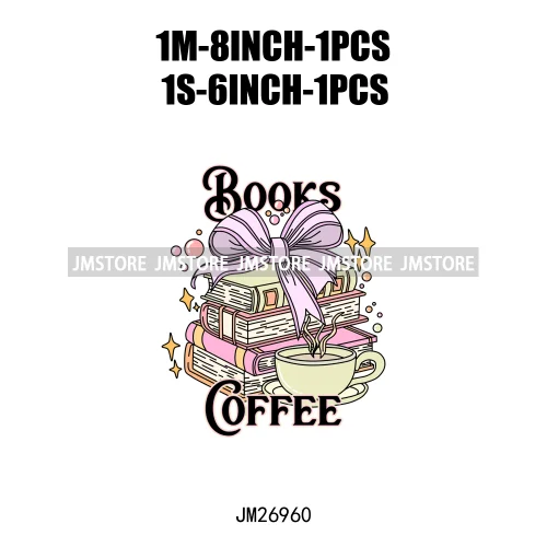 Funny Positive Quotes Forever Bookish Love Books Spicy Iced Coffee DTF Logo Iron On Transfer Stickers Ready To Press For Hoodies