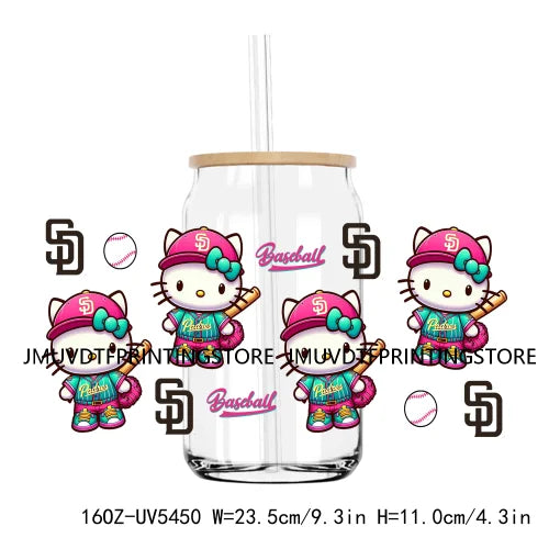 Cartoon Mouse Couple Playing Baseball UV DTF Sticker For 16OZ Libbey Glass Cup Can Wrap Transfer Stickers Custom Labels DIY Logo