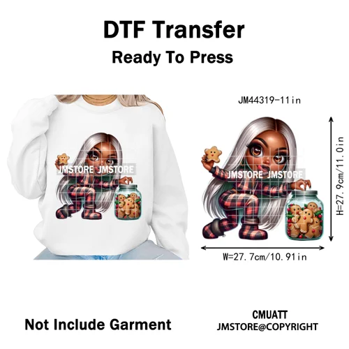 Christmas Stank Face Black Woman Attitude Moody Queen Iron on Washable DTF Heat Transfers Stickers Ready to Press for Clothing