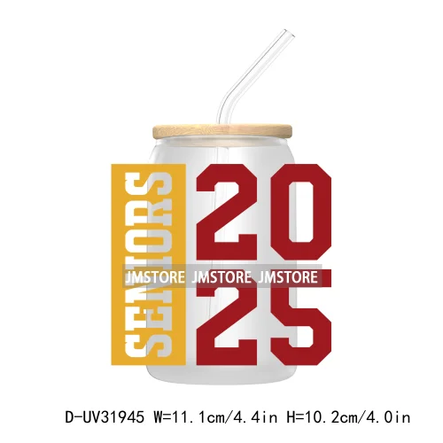 Senior 2025 College Grad UV Sticker Decals For Libbey Cold Cups Mugs Tumbler Transfer Stickers Waterproof Labels Graduation Cap