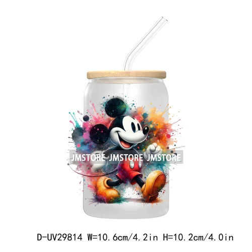 New Trendy Cartoon Mouse Couple Watercolor UV DTF Transfer Sticker Decals For Libbey Cold Cups Mugs Tumbler Animal Kingdom Vibes