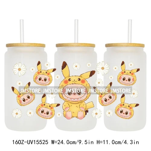 Coquette Bow Kids Cartoon Doll Characters UV DTF Cup Wraps Ready To Apply Waterproof Transfer Stickers For 16OZ Libbey Glass Can