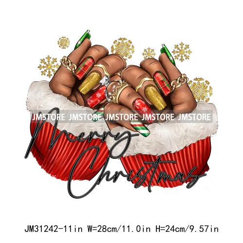 Just a Girl Who Loves Christmas Afro Woman Not Like Us Hip Pop Santa Iron On DTF Transfers Stickers Ready To Press For Hoodies