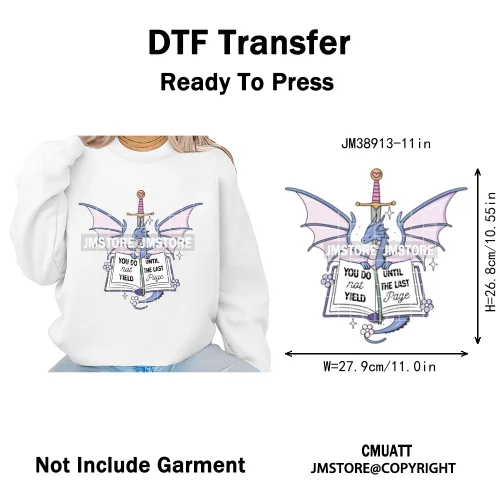Funny Bookish Romance Reader Book Lovers Motivational Quotes Iron on DTF Washable Transfers Stickers Ready to Press for T-shirts