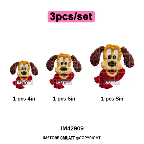 Scarf Christmas Cartoon Movie Mouse Friends Faux Yarn Embroidery Iron on DTF Transfers Stickers Ready to Press for Sweatshirts