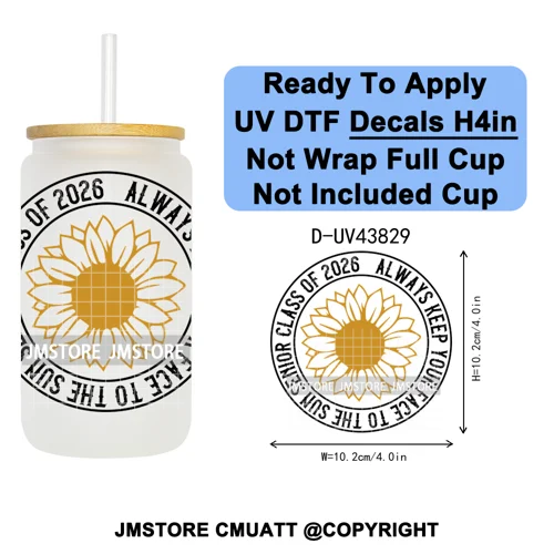 Graduation Crew 2026 Senior UV DTF Transfer Stickers Decals Ready To Apply Good Quality Prints For Libbey Cold Cup Mug Bottle