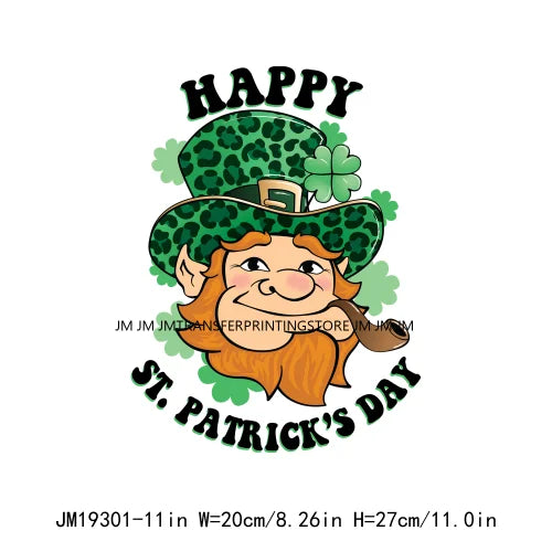 DIY Peace Love Luck Happy St Patrick's Day Design Printing Feeling Lucky Green Shamrocks DTF Transfer Stickers For Clothing