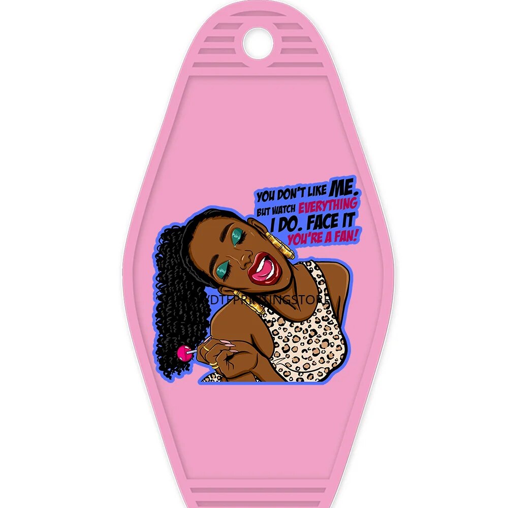 Beautiful Afro Girl Magic Melanin Black Woman High Quality WaterProof UV DTF Sticker For Motel Hotel Keychian