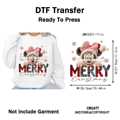 Latch Hook Faux Yarn Cartoon Movie Friends Merry Christmas Iron on Washable DTF Transfers Stickers Ready to Press for Textiles