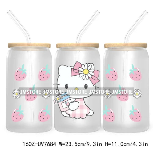 Cartoon Baby Princess Best Friends 16OZ UV DTF Cup Wrap Transfers Stickers For Libbey Glass Can Cups Tumbler Waterproof Labels