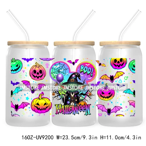 Boo Halloween Cartoon 16OZ UV DTF Cup Wrap Transfer Stickers Custom Labels Durable Waterproof For Libbey Glass Can Fall Pumpkin