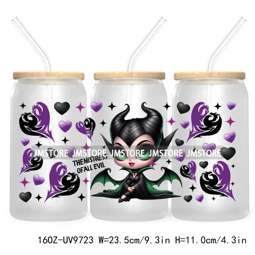 Halloween Double Trouble UV DTF Sticker For 16OZ Libbey Glass Cup Can Wrap Horror Princess Transfer Printing Custom Labels Logo