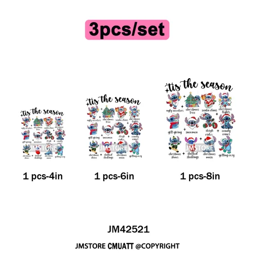 Holly Jolly Cute Cartoon Character Christmas Santa Tis The Season Iron on DTF Heat Transfers Stickers Ready to Press for Garment