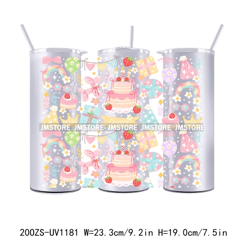 Floral Fruit Bookish Affirmation 20OZ Tumbler Wraps Ready To Ship UV DTF Transfer Stickers Waterproof Prints For Skinny Tumbler