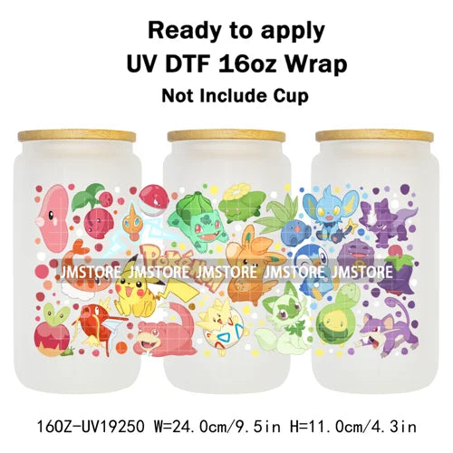 Trendy Girls Coffee Cartoon Bears 16OZ UV DTF Cup Wraps Ready To Apply Waterproof Transfer Stickers For Libbey Glass Can Tumbler