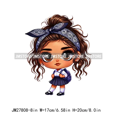 Cute Back To School Latina Baby Princess Chicana Hispanic Girls Designs DTF Iron On Transfer Stickers Ready To Press For Hoodies